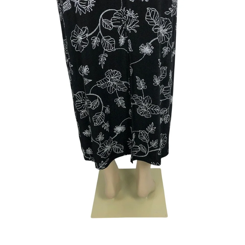 Vintage Peony Black Floral Print Sleeveless Maxi Dress Size 1XL Tropical Beachy - Picture 6 of 8